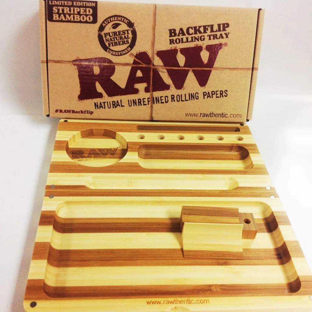 RAW Backflip Striped Bamboo Rolling Tray