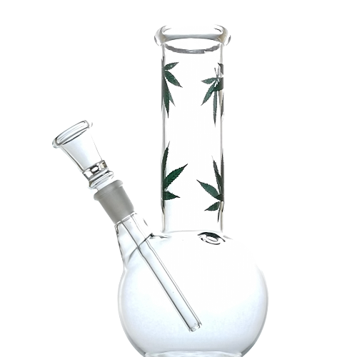 Glass Bong with Assorted Color Leaf Prints