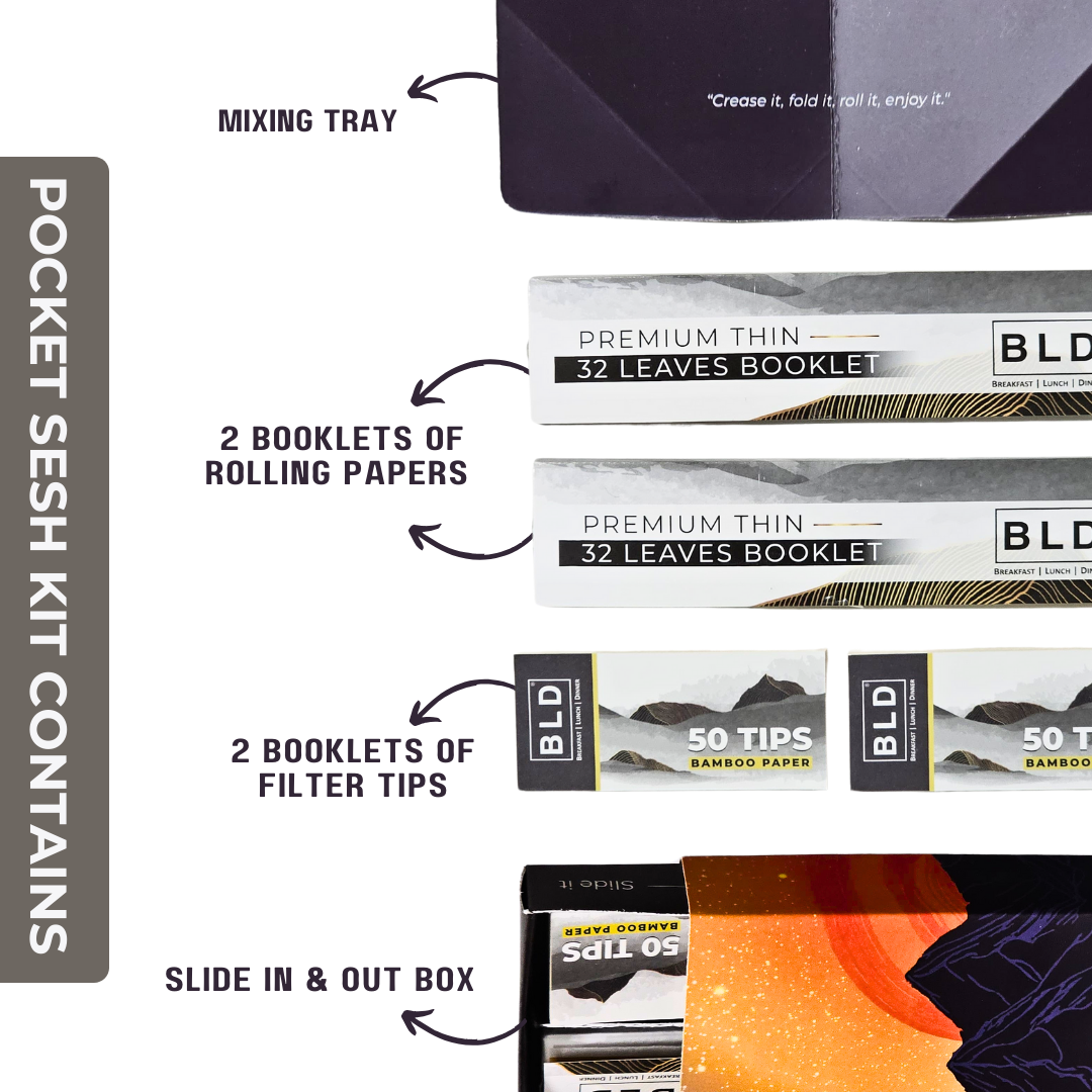 SESH Pocket Kit – Rolling Paper Combo of 6 with Mixing Tray & Slide Carry Box