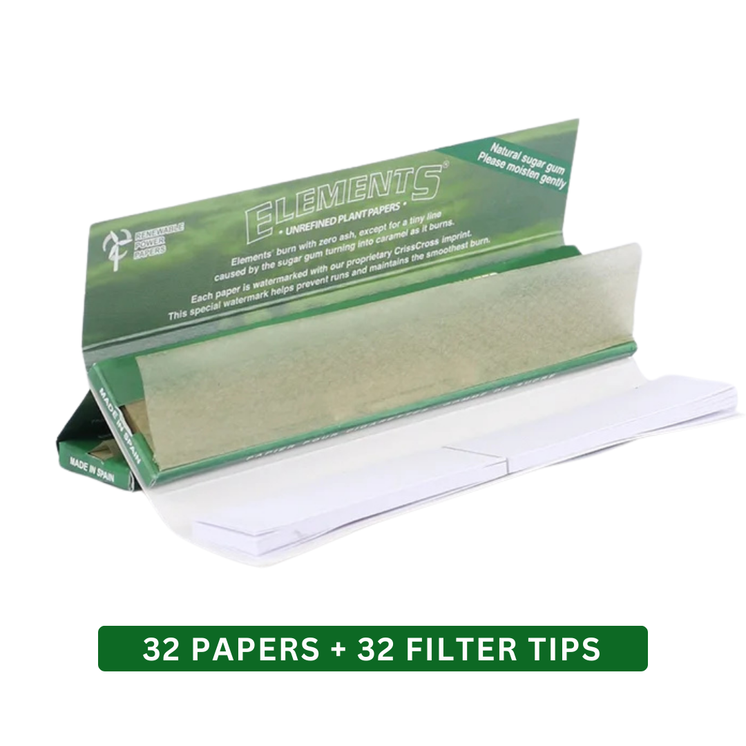 ELEMENTS GREEN CONNOISSEUR - King Size Rolling Papers with Tips