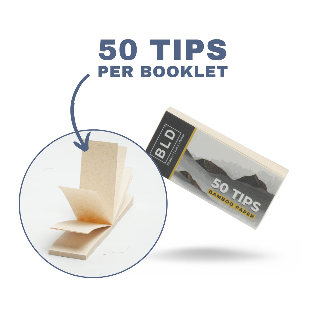 BLD Filter Tips – Unbleached, Pre-Perforated Tips | Easy Fold | 50 Tips/Booklet