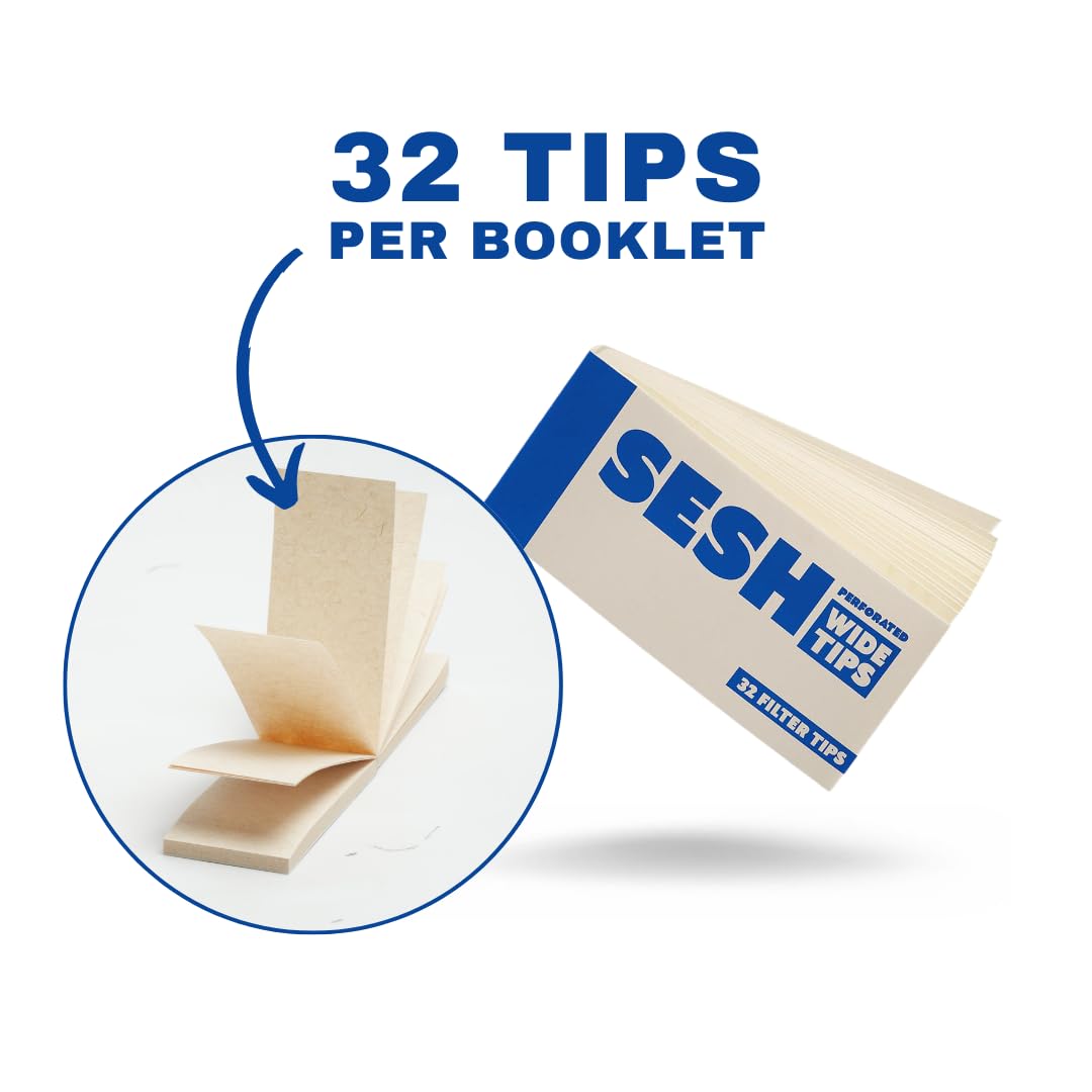 SESH King Size Brown Rolling Paper Combo with Roach Tips | 5 Booklets Papers + 5 Booklets Tips
