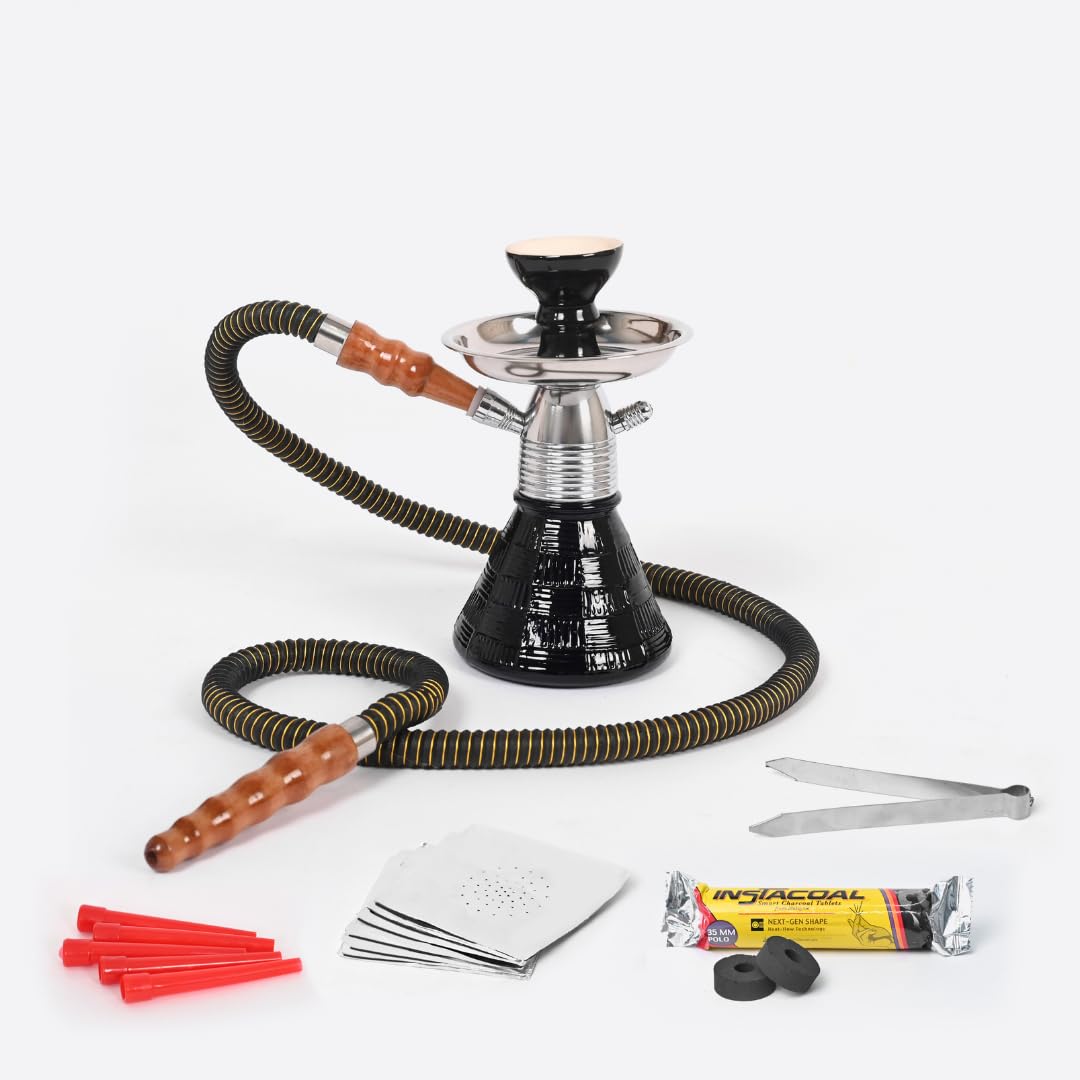 OutonTrip 10 Inch Portable Hookah Set with Hose, Bowl, Charcoal & Tongs Assorted color