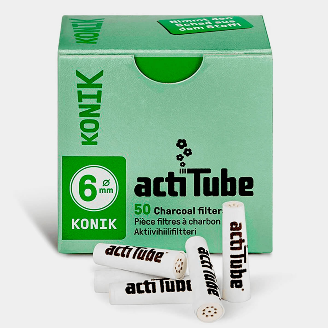 actiTube 6MM Activated Charcoal Konik Extra Slim Filters - 50 Tips