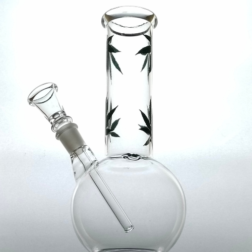 Glass Bong with Assorted Color Leaf Prints