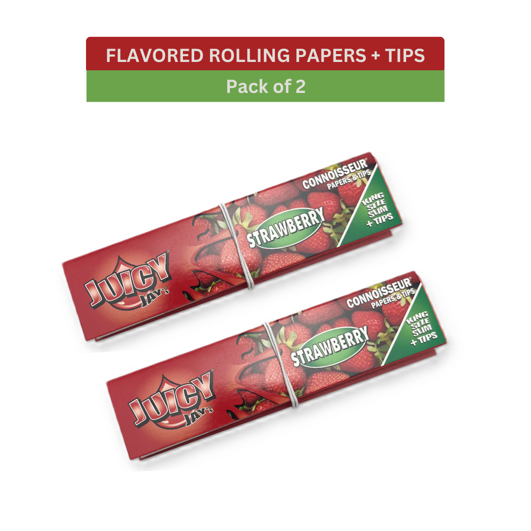 Juicy Jay’s Connoisseur King Size Rolling Papers & Tips- STRAWBERRY