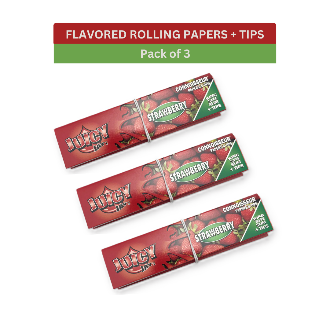 Juicy Jay’s Connoisseur King Size Rolling Papers & Tips- STRAWBERRY
