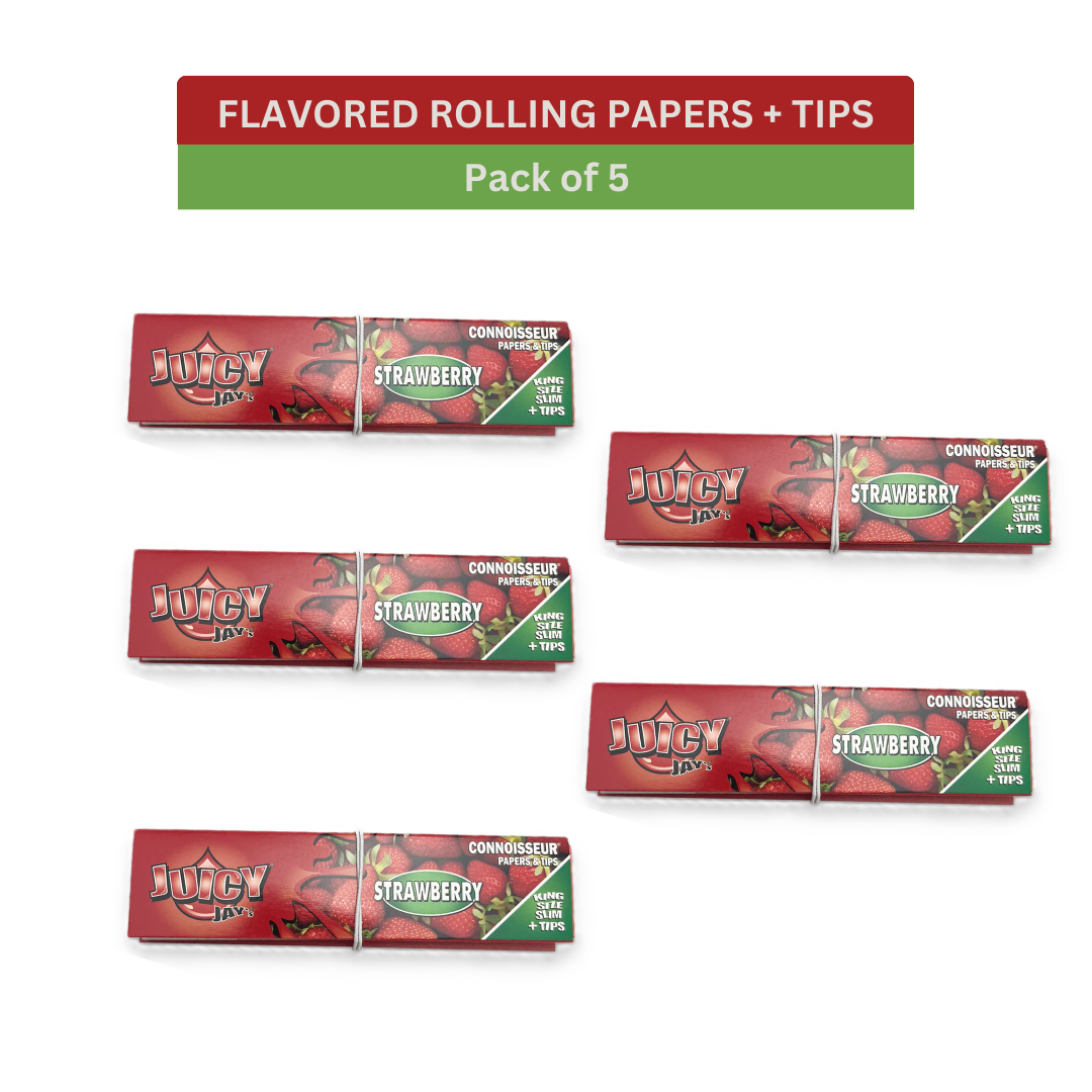 Juicy Jay’s Connoisseur King Size Rolling Papers & Tips- STRAWBERRY