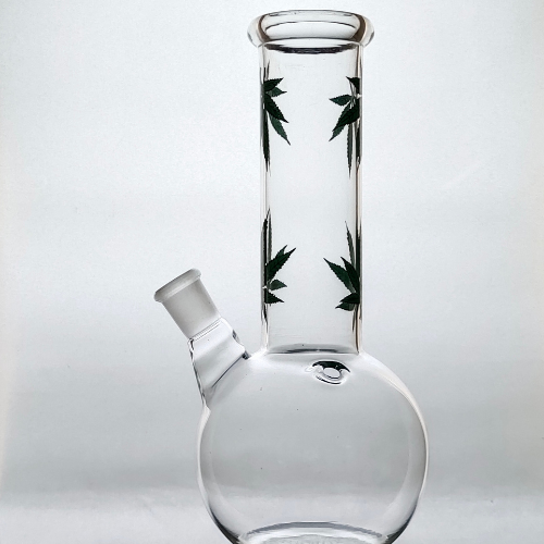 Glass Bong with Assorted Color Leaf Prints