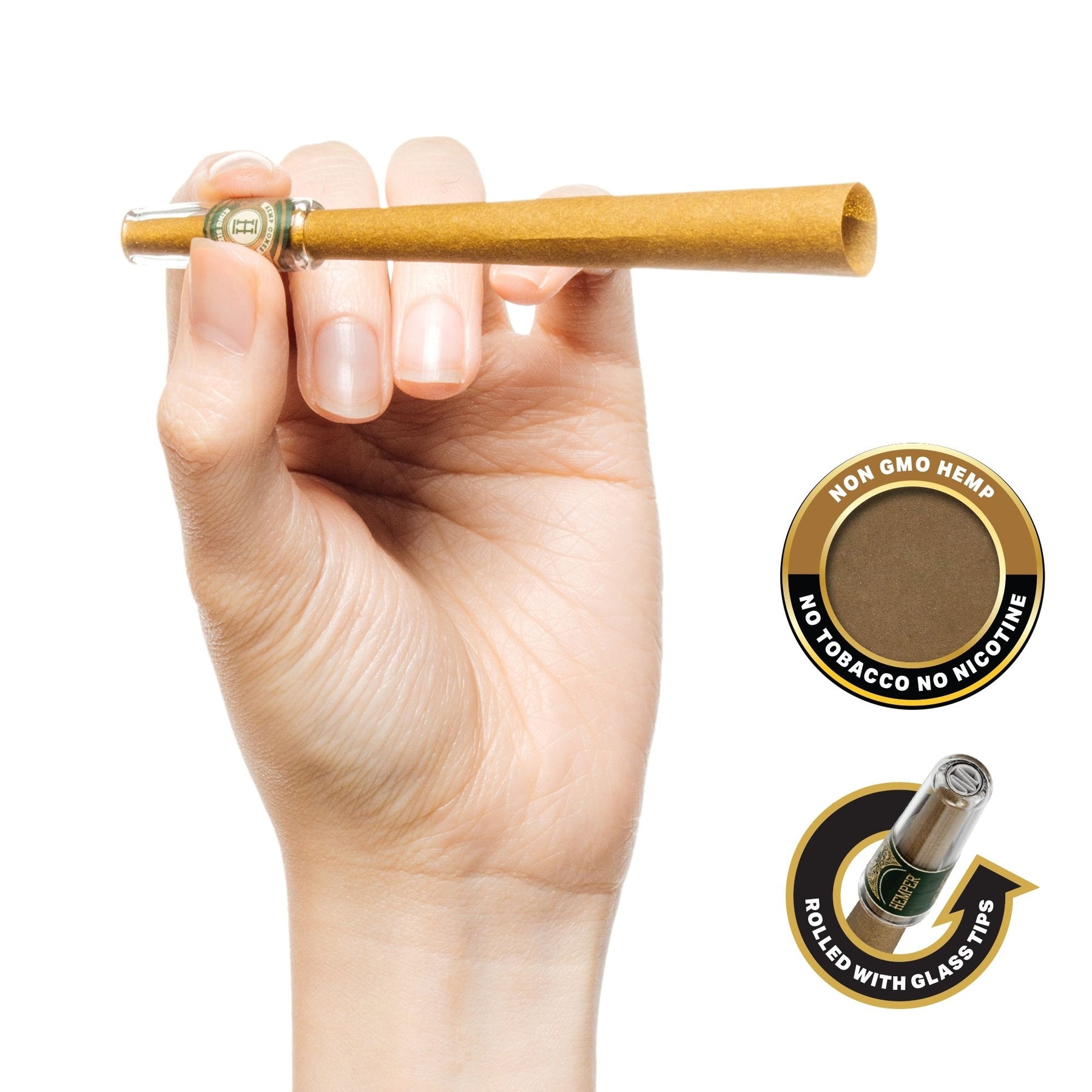 HEMPER Natural Hemp Flavored Cones with Glass Filter Tip – 2-Pack