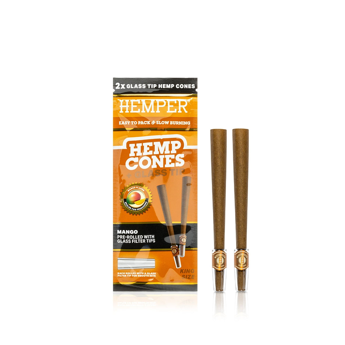 HEMPER Mango Flavored Cones with Glass Filter Tip – 2-Pack