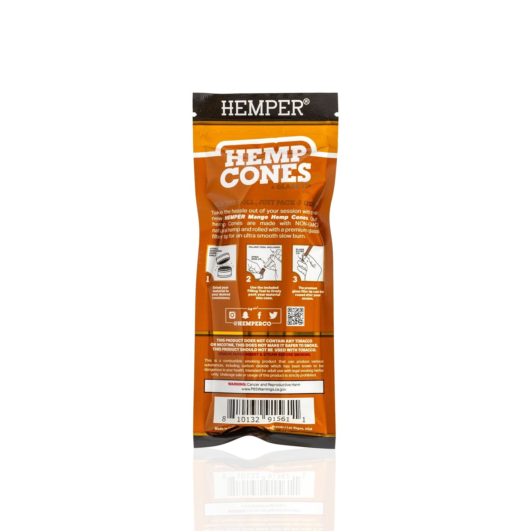 HEMPER Mango Flavored Cones with Glass Filter Tip – 2-Pack