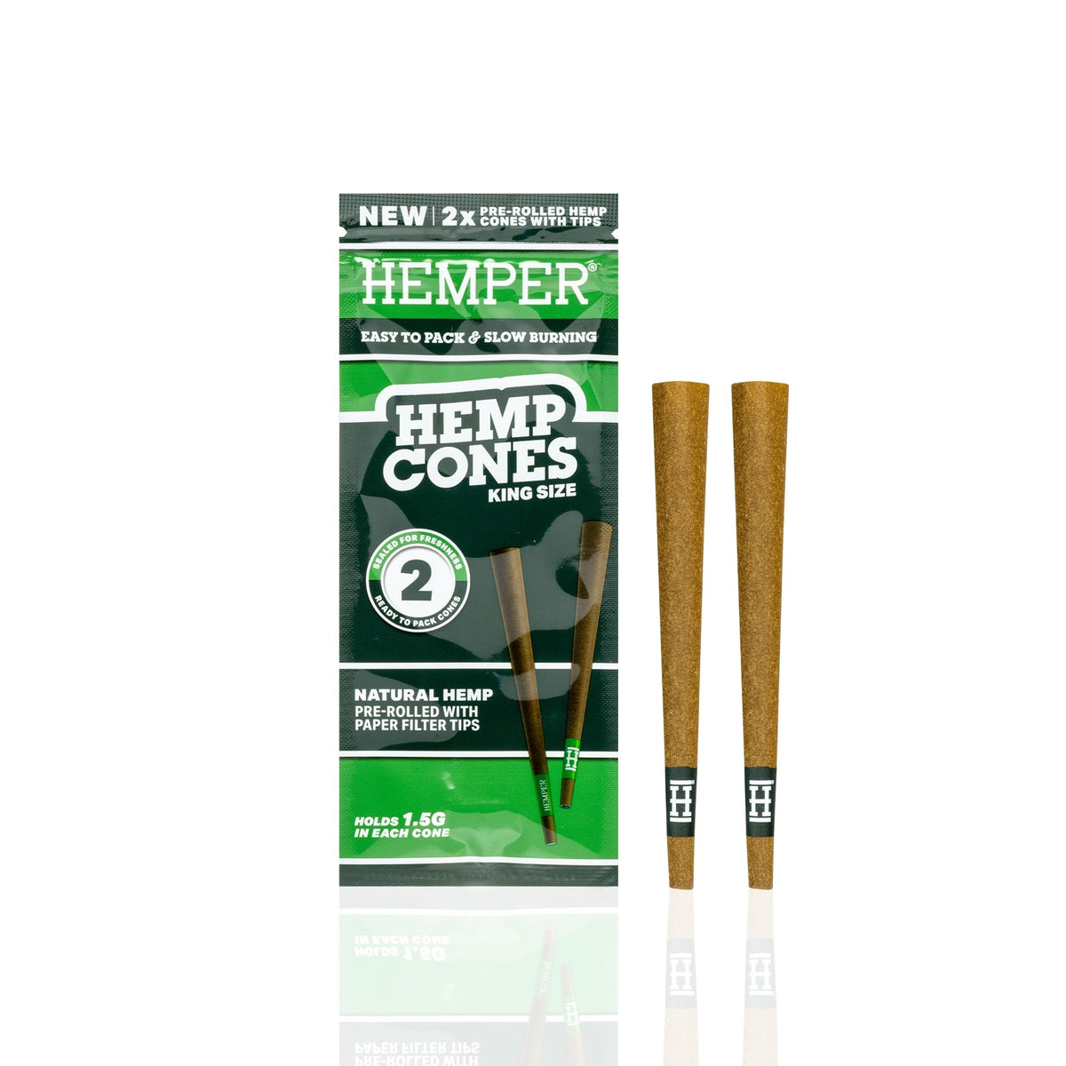 HEMPER Natural Hemp Cones with Paper Filter Tips – 2-Pack