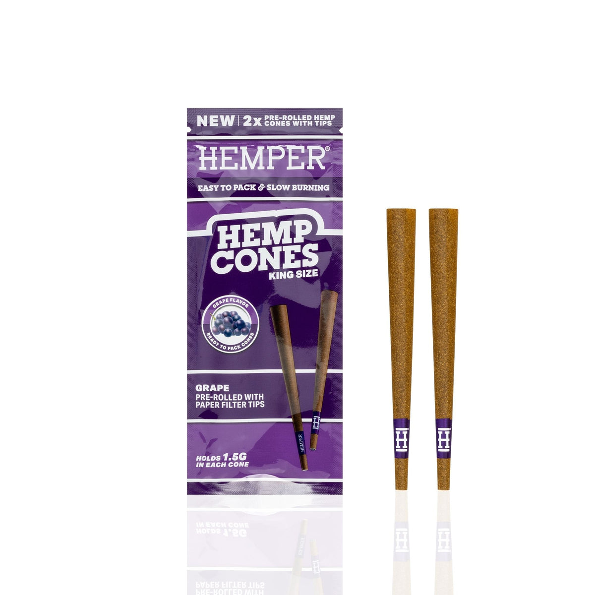 HEMPER Grape Flavored Cones with Paper Filter Tips – 2-Pack