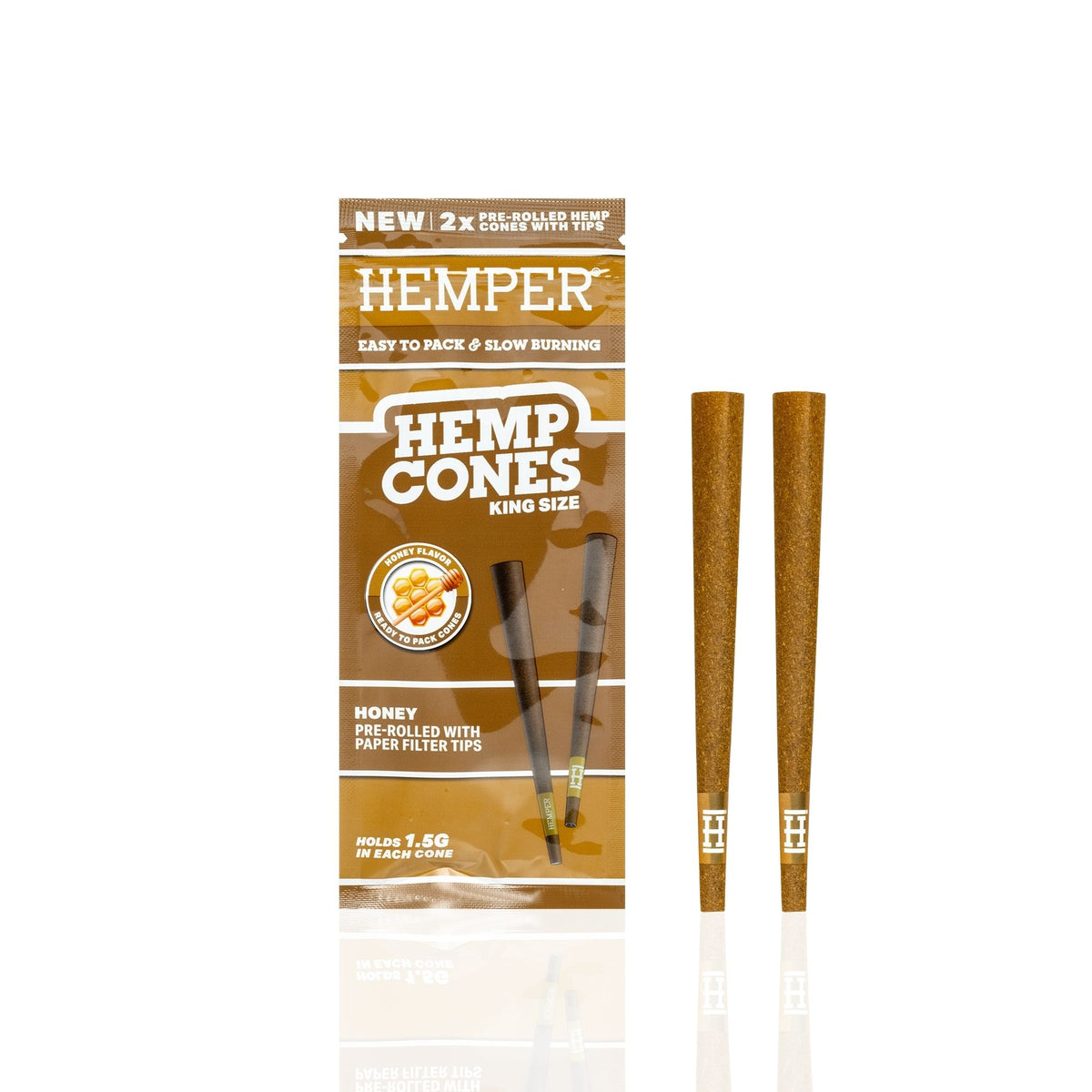 HEMPER Honey Flavored Cones with Paper Filter Tips – 2-Pack