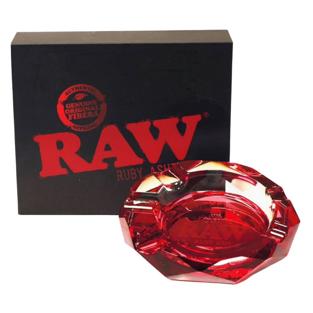 OutonTrip RAW Ruby Red Crystal Decorative Tray | Luxury Glass Home Décor Accent | Elegant Tabletop Display Accessory
