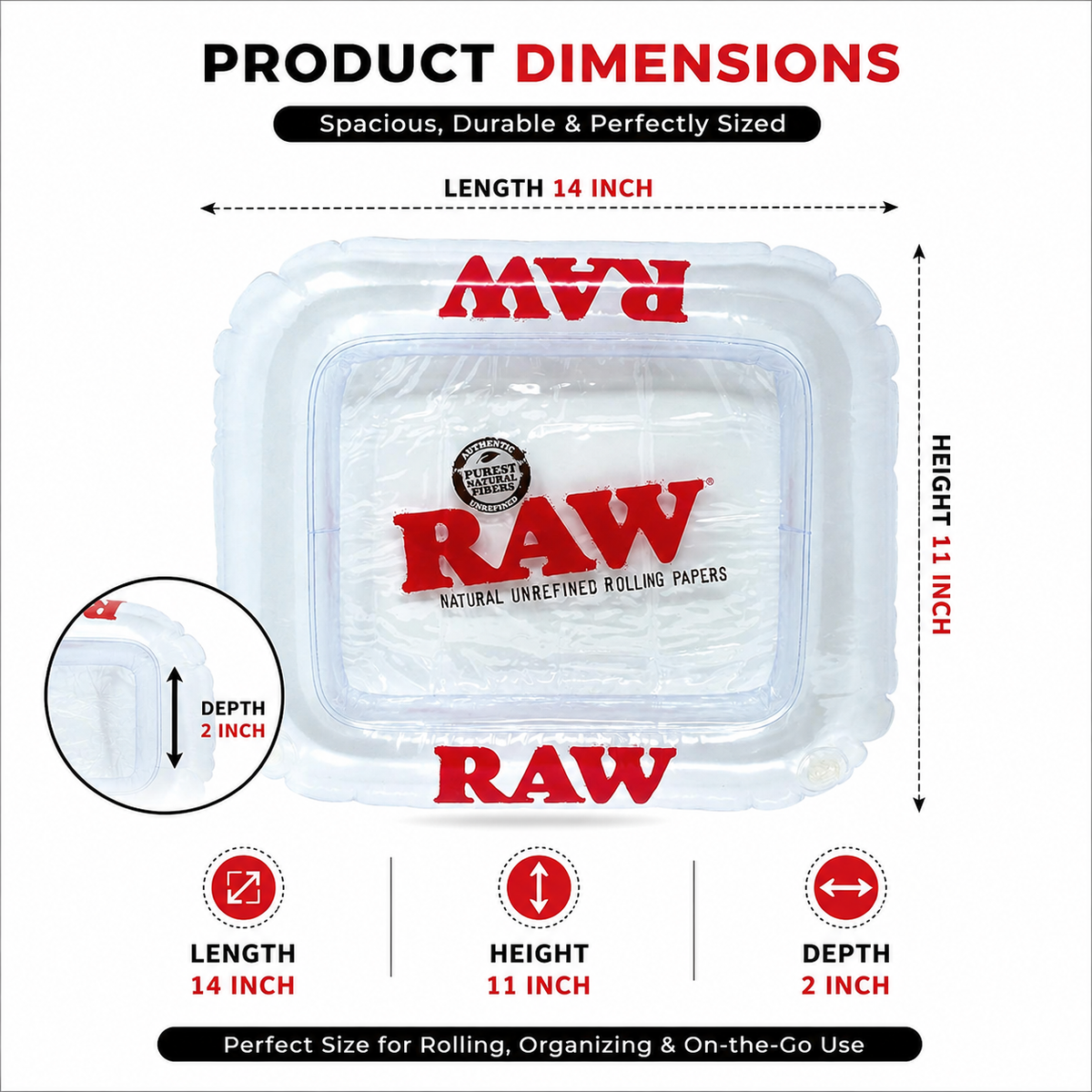 OutonTrip RAW Small Tray Float Travel & Home Use|14 x 11 x 2 Inch
