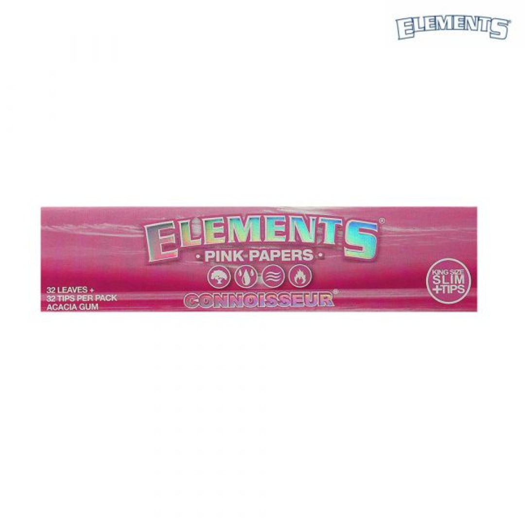 ELEMENTS PINK CONNOISSEUR - KING SIZE ROLLING PAPERS WITH TIPS