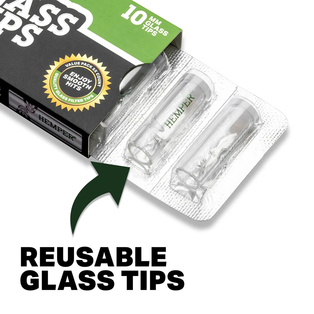 HEMPER 10mm Glass Filter Tips – Pack of 5