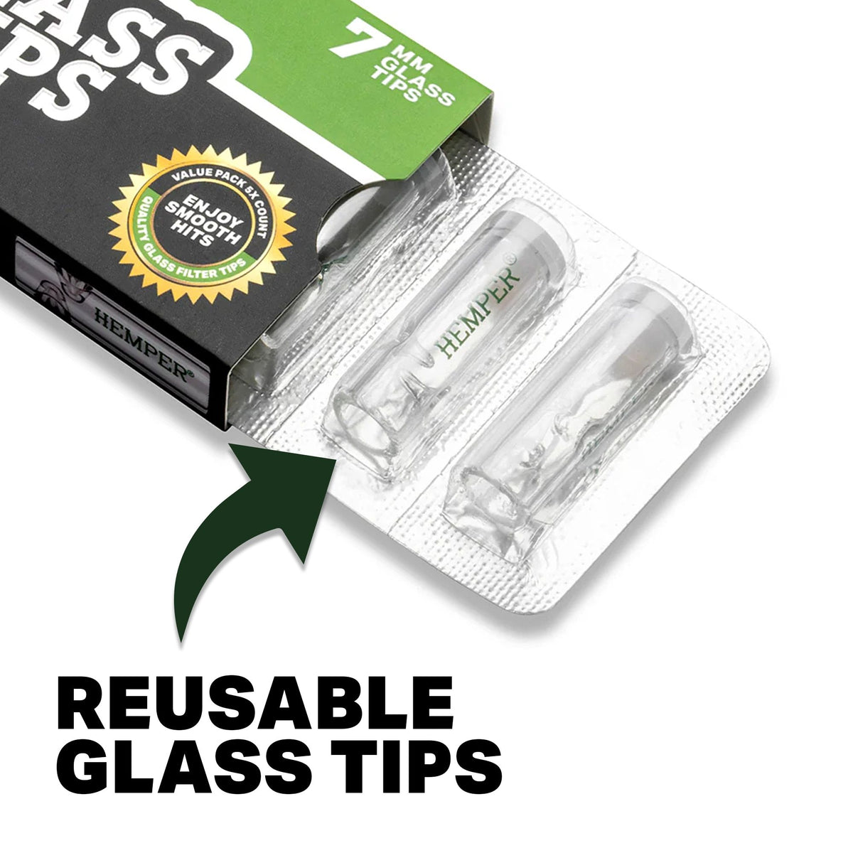 HEMPER 7mm Glass Filter Tips – Pack of 5