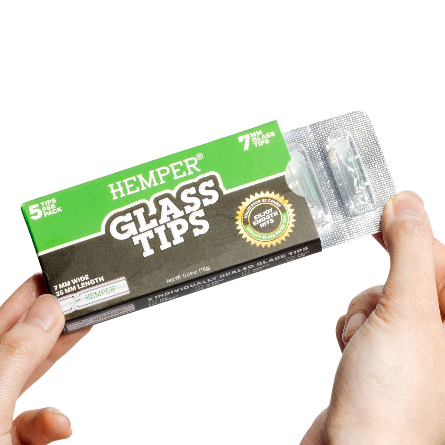 HEMPER 7mm Glass Filter Tips – Pack of 5