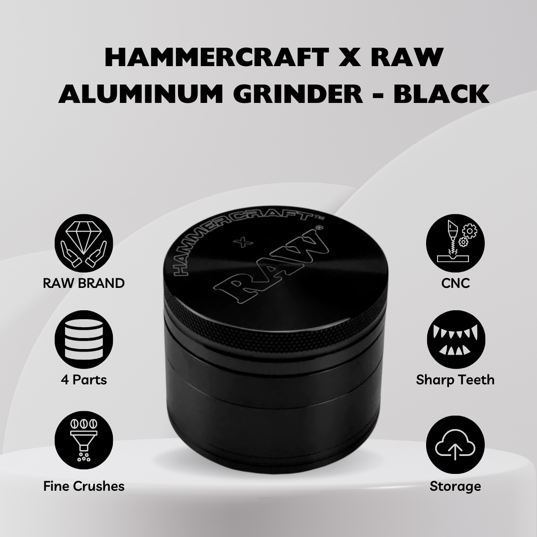 HAMMERCRAFT X RAW ALUMINUM GRINDER 4PT - BLACK