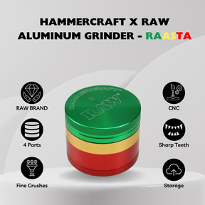 HAMMERCRAFT X RAW ALUMINUM GRINDER 4PT - RASTA