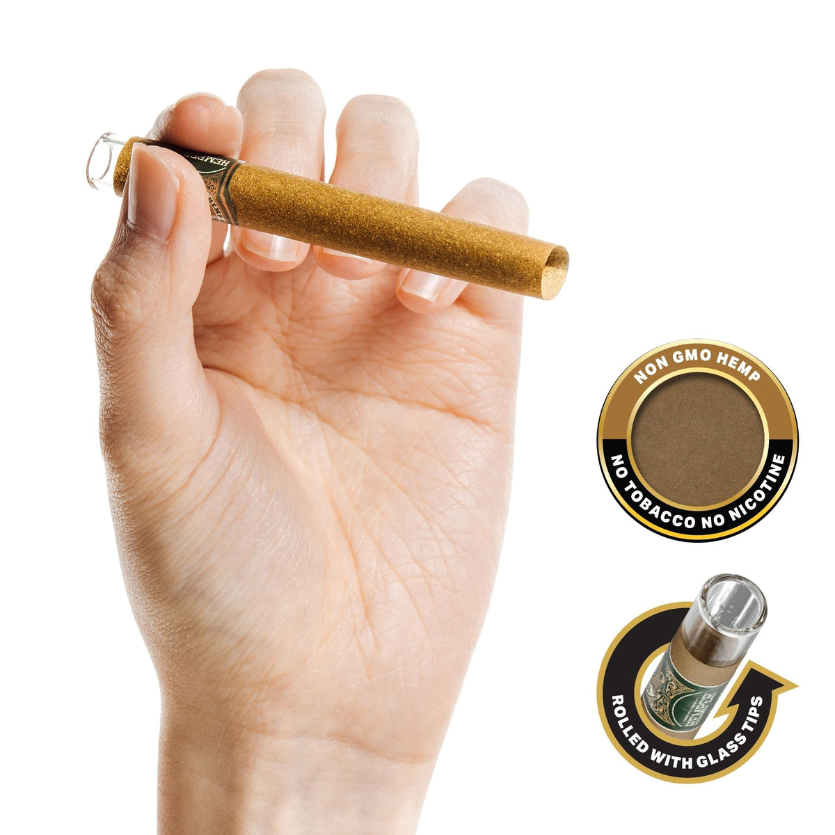 HEMPER Natural Hemp Rolls with Glass Filter Tips – 2-Pack