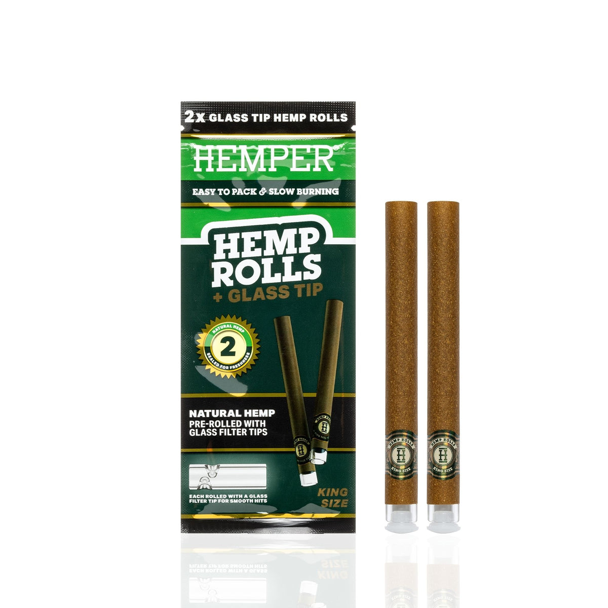 HEMPER Natural Hemp Rolls with Glass Filter Tips – 2-Pack