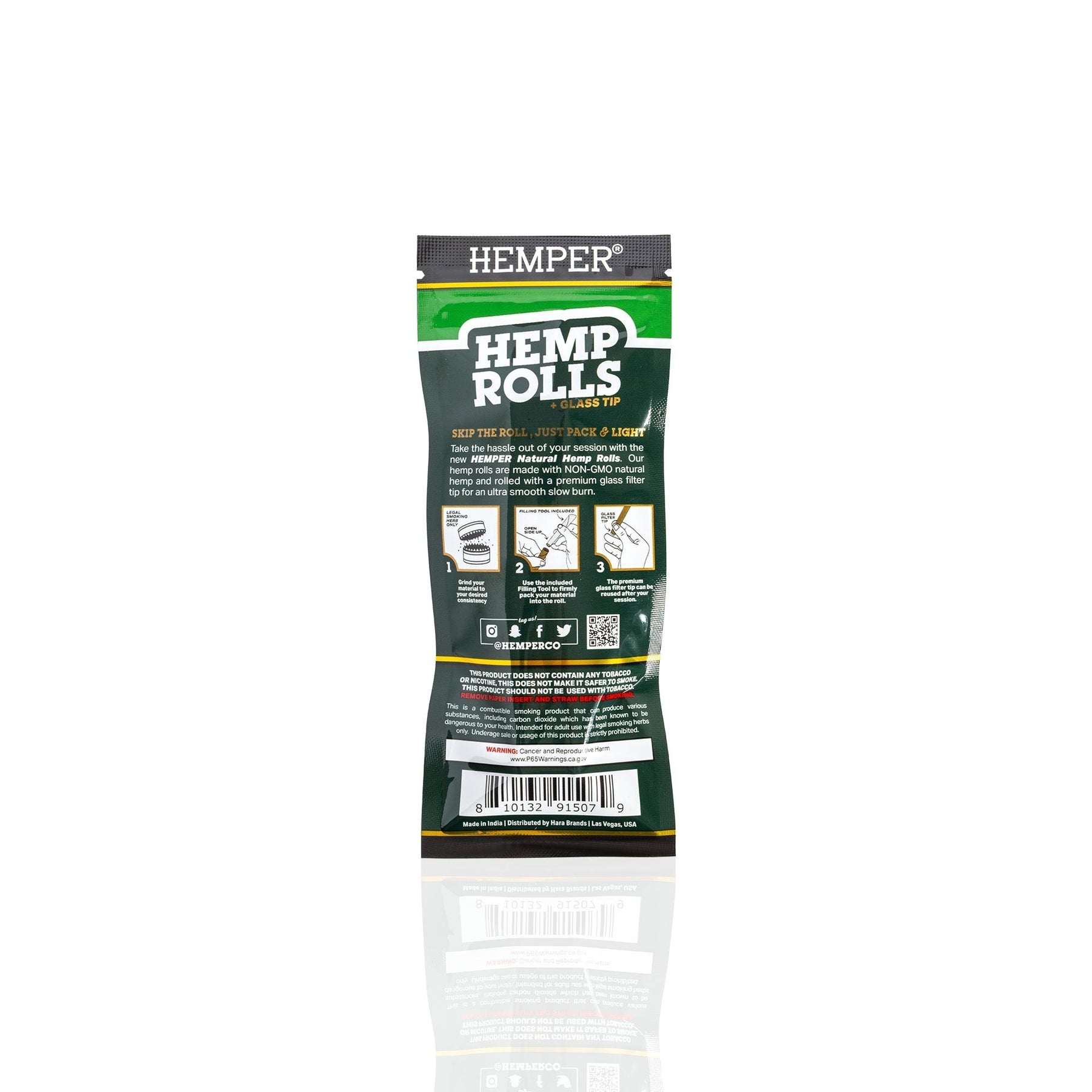 HEMPER Natural Hemp Rolls with Glass Filter Tips – 2-Pack