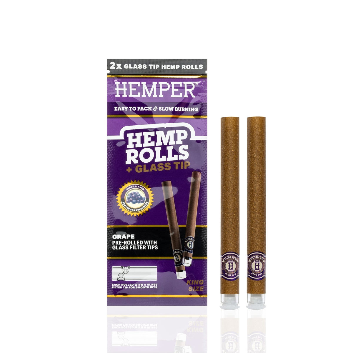 HEMPER Grape Flavored Rolls with Glass Filter Tips – 2-Pack