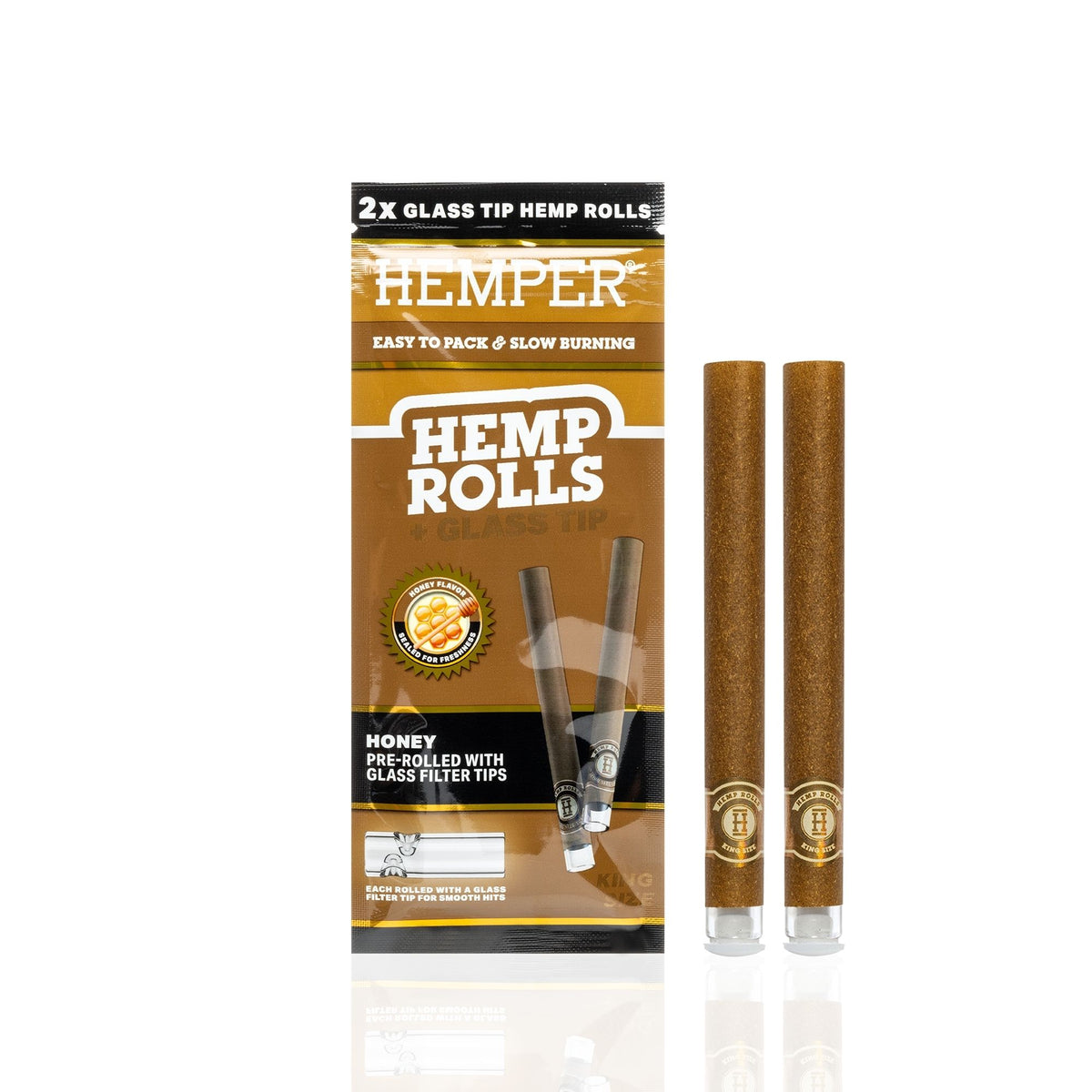HEMPER Honey Flavored Rolls with Glass Filter Tips – 2-Pack