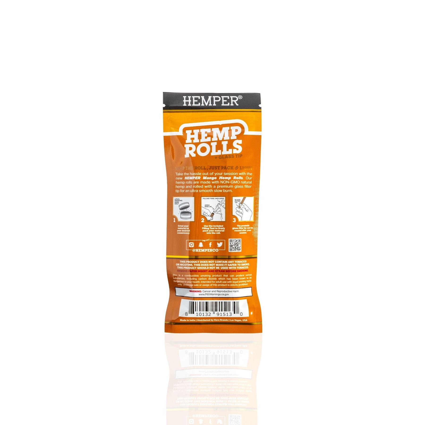 HEMPER Mango Flavored Rolls with Glass Filter Tips – 2-Pack