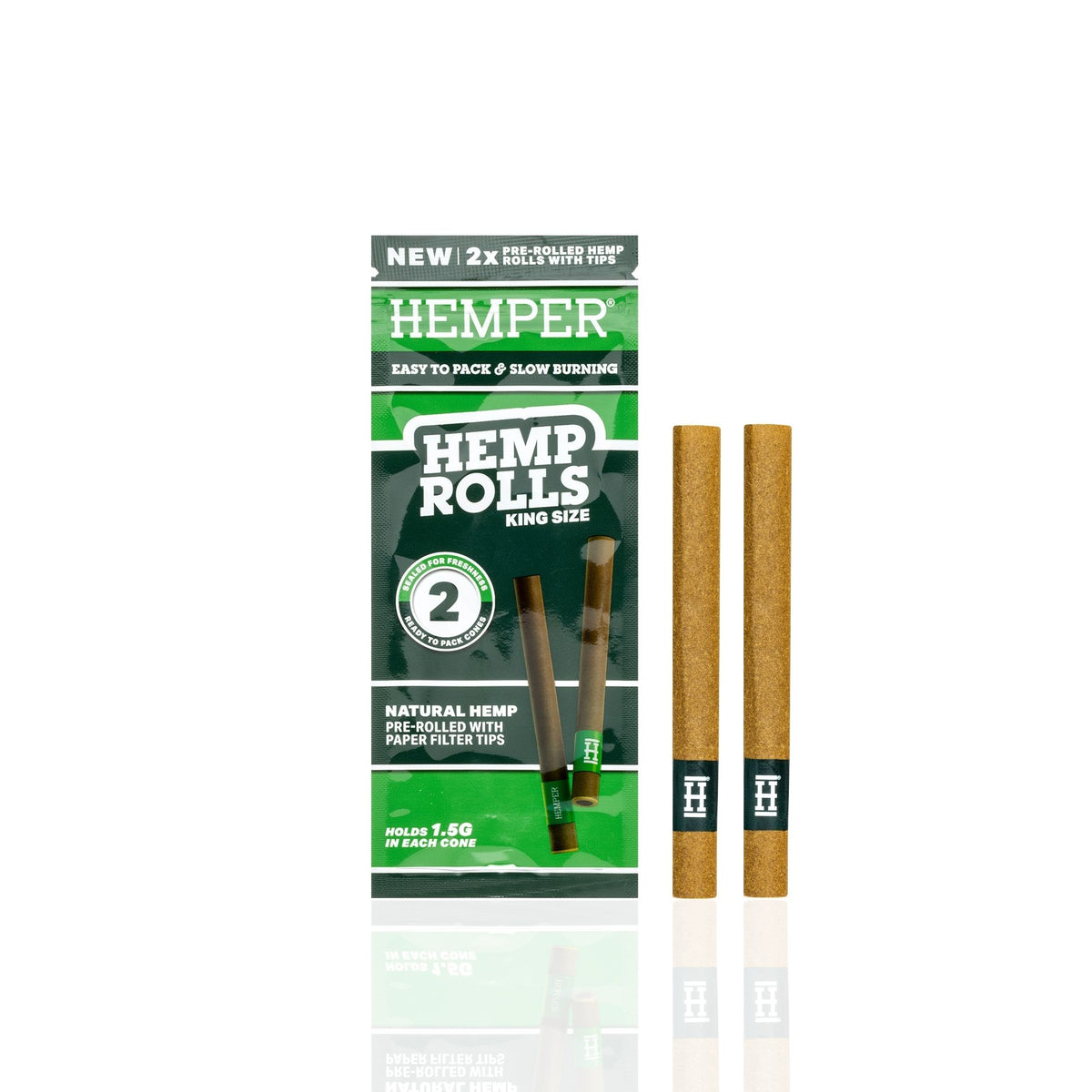 HEMPER Natural Hemp Rolls with Paper Filter Tips – 2-Pack