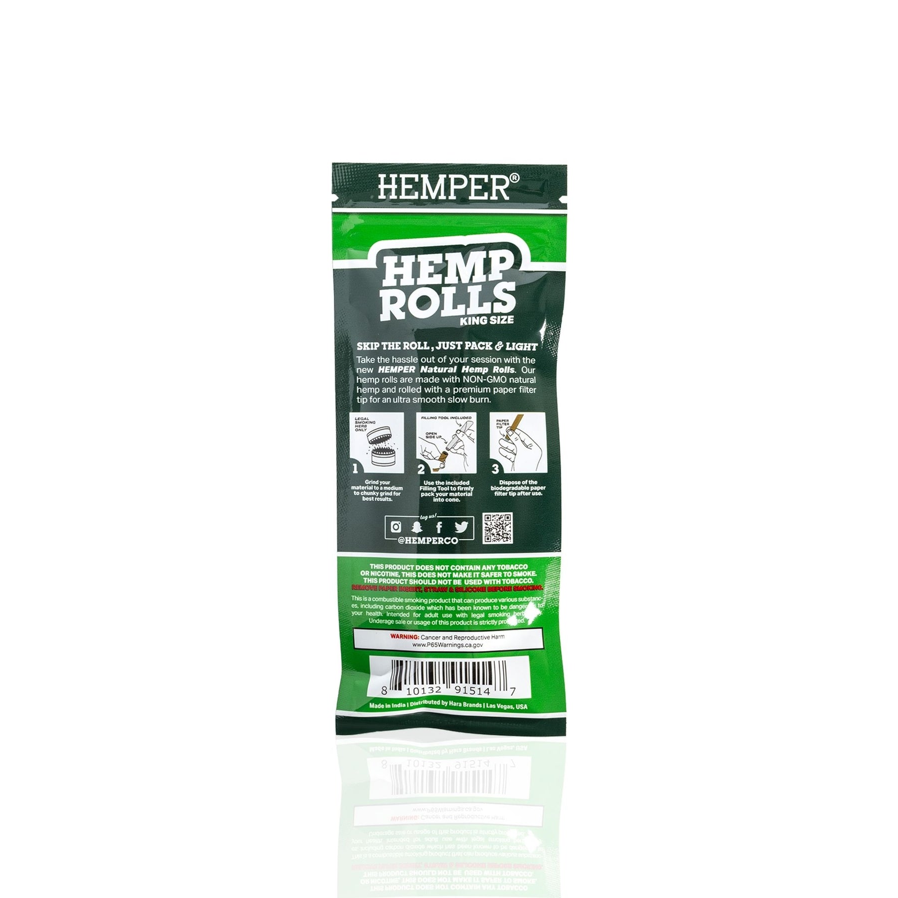 HEMPER Natural Hemp Rolls with Paper Filter Tips – 2-Pack