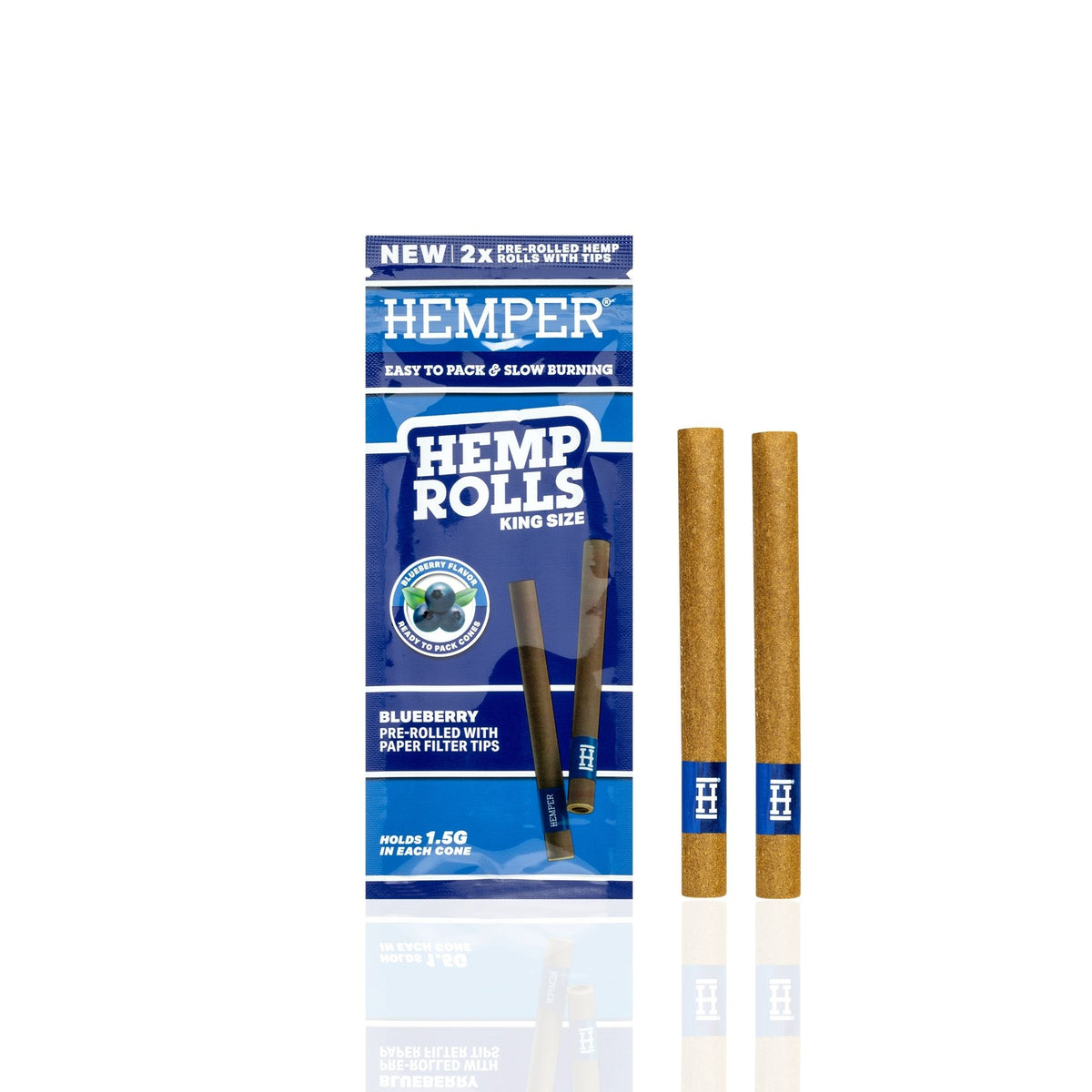 HEMPER Blueberry Flavored Rolls with Paper Filter Tips – 2-Pack