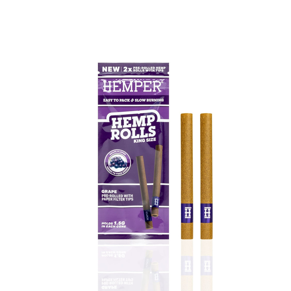 HEMPER Grape Flavored Rolls with Paper Filter Tips – 2-Pack