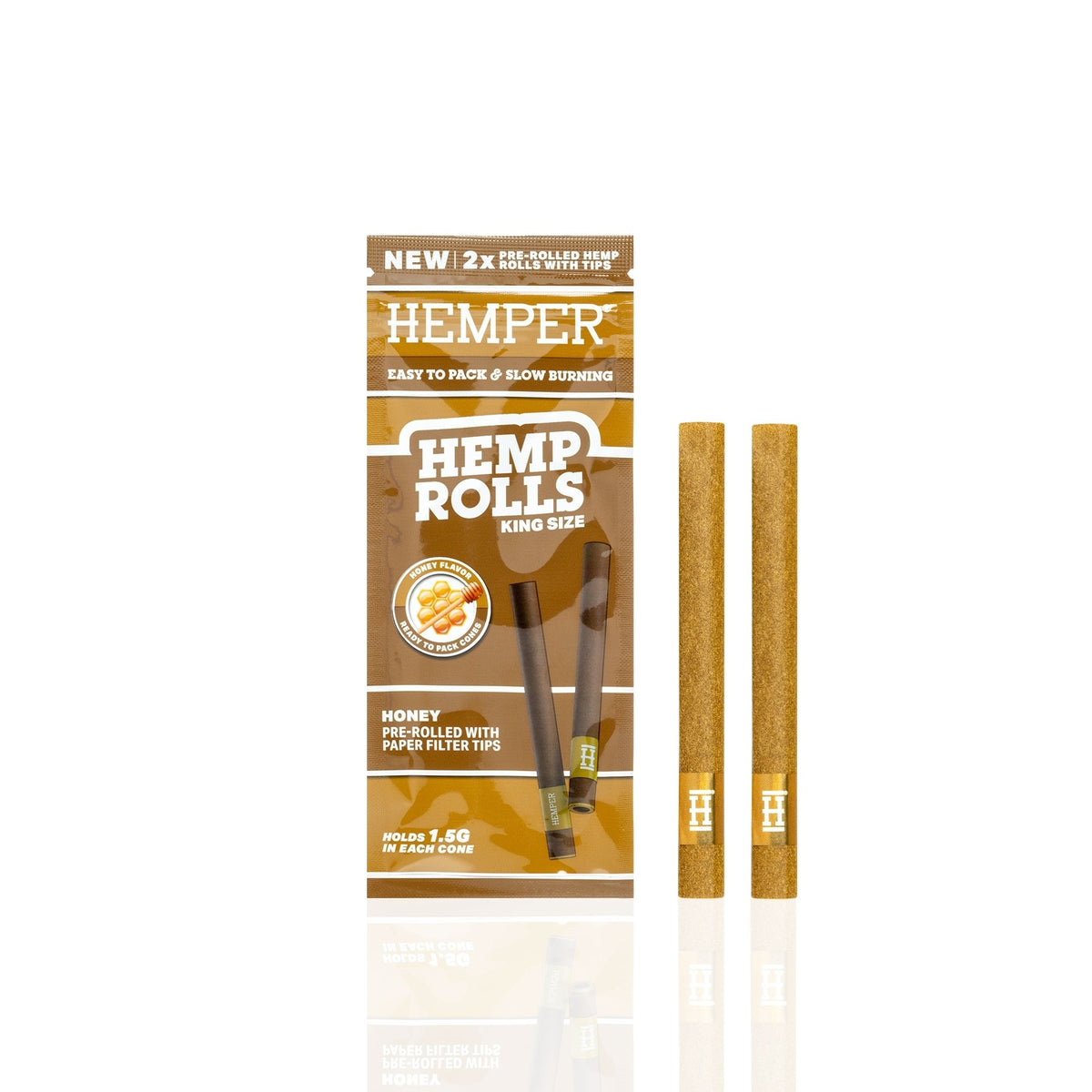 HEMPER Honey Flavored Rolls with Paper Filter Tips – 2-Pack
