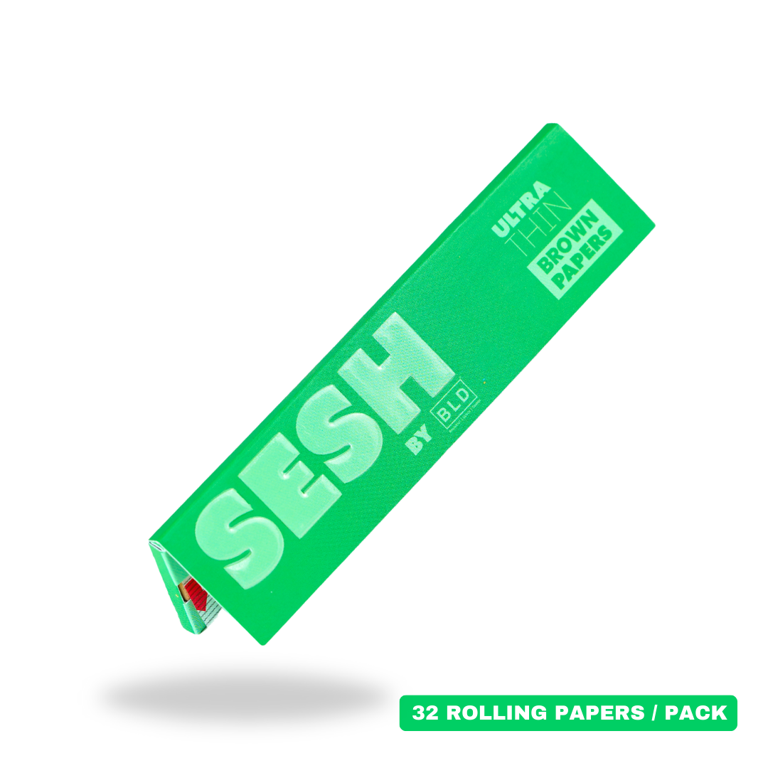 SESH Brown Unbleached Rolling Papers – King Size Slim | Natural & Eco-Friendly | 32 Leaves