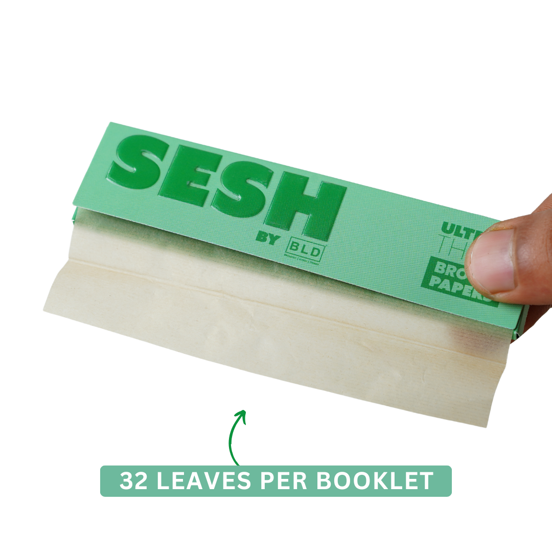 SESH Brown Unbleached Rolling Papers – King Size Slim | Natural & Eco-Friendly | 32 Leaves