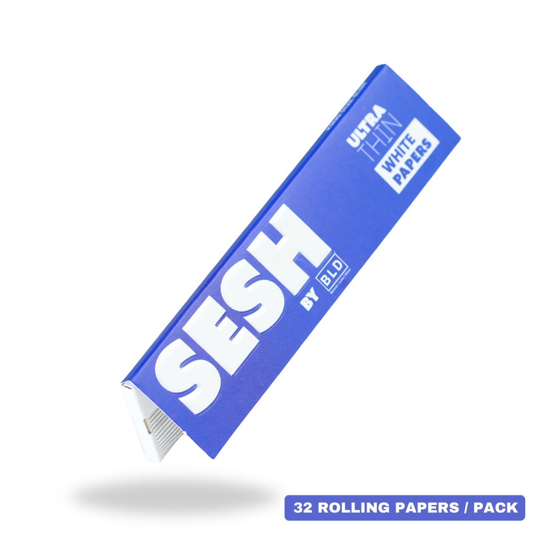 SESH White Natural Rolling Papers – King Size Slim | Ultra-Thin & Smooth Burn | 32 Leaves
