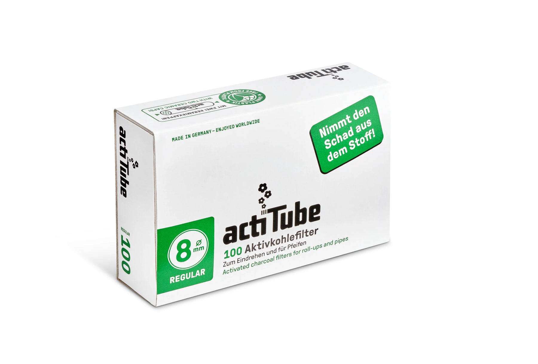 actiTube 8MM Activated Charcoal Regular Filters - 100 Tips