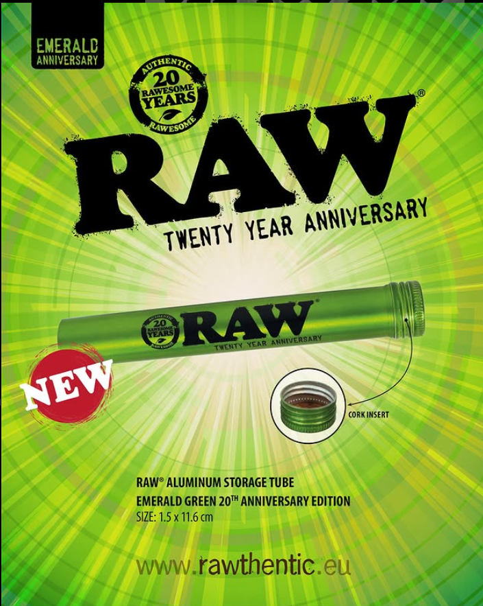RAW ALUMINUM TUBE GREEN 20TH ANNIVERSARY 15mm x116mm