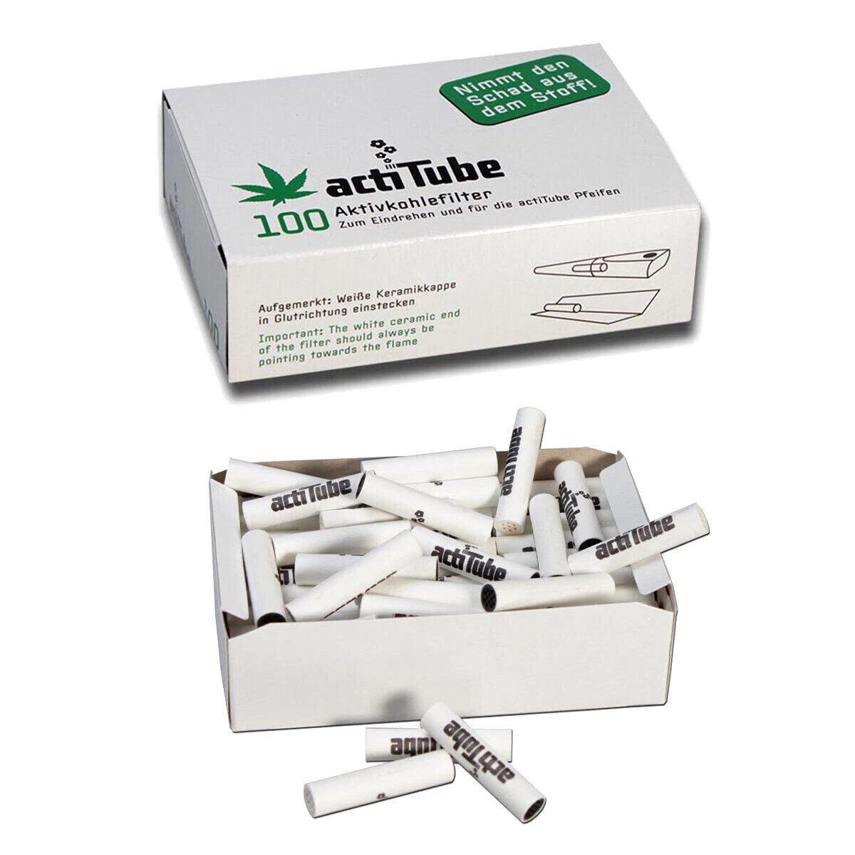 actiTube 8MM Activated Charcoal Regular Filters - 100 Tips