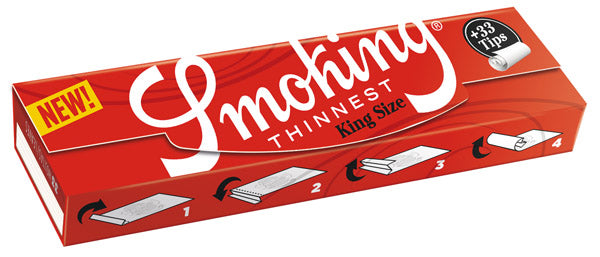 SMOKING Red Thinnest Connoisseur - Rolling Paper with Roaches