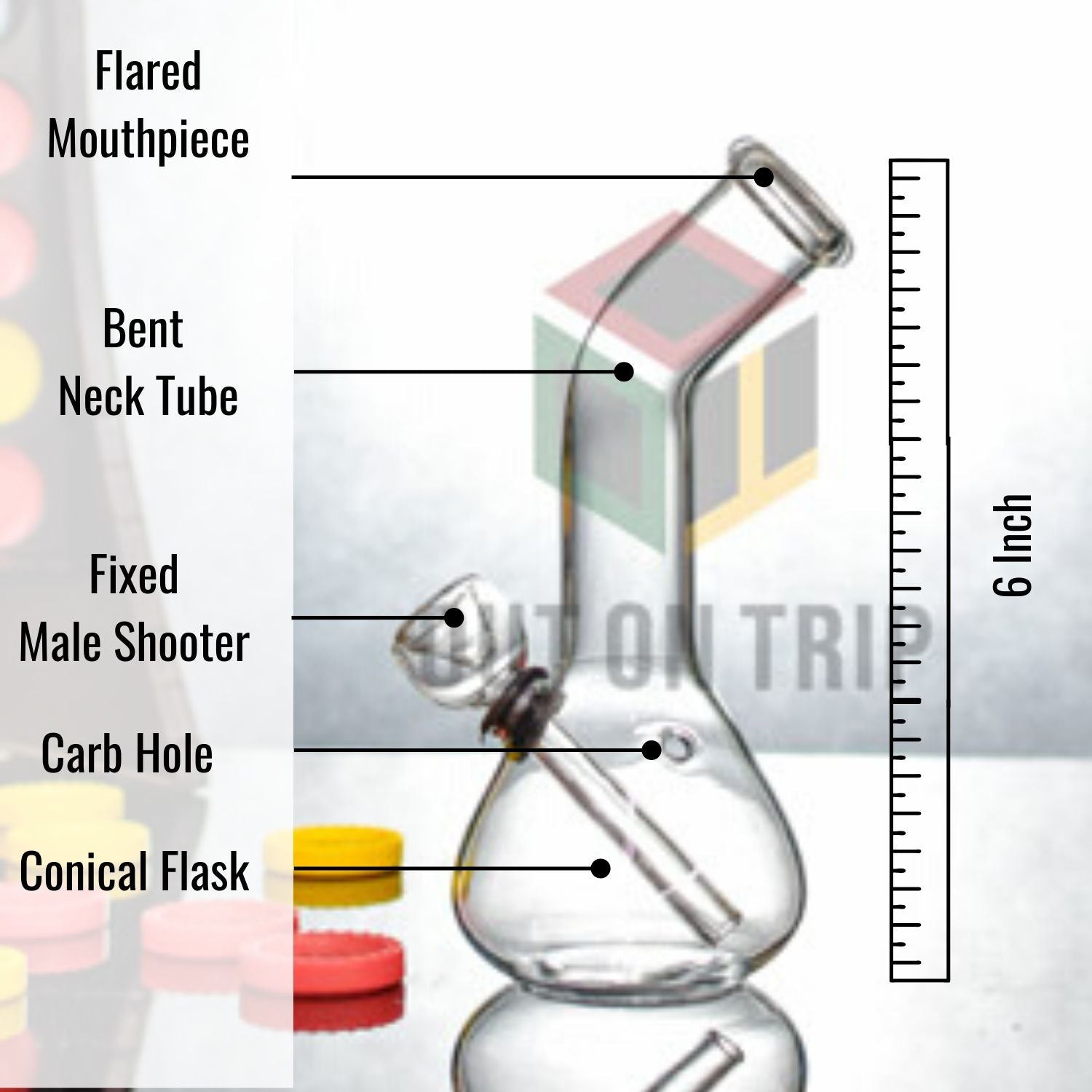 6 Inch Conical Transparent Glass Bong