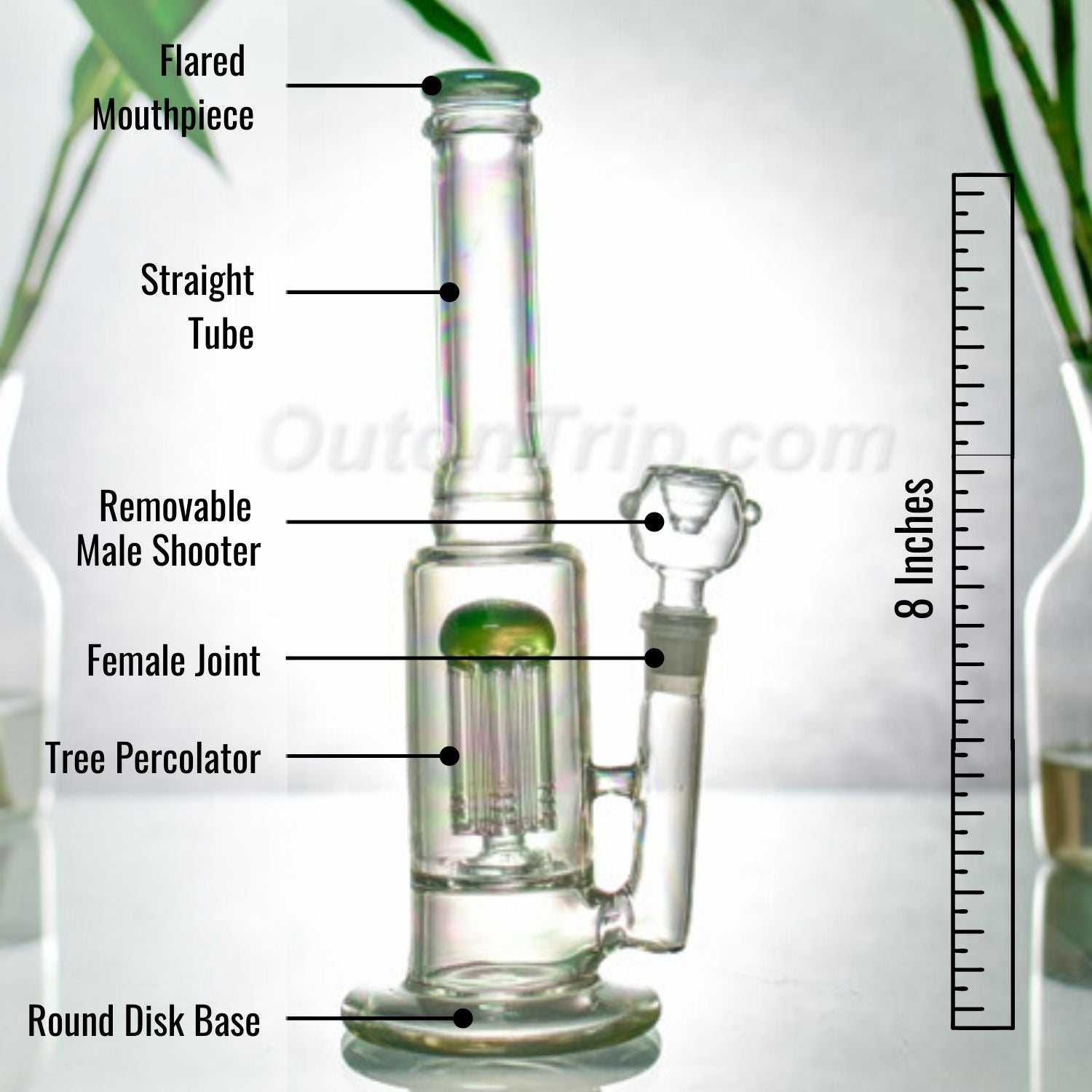 10 Inch Can  Assorted Colors Bong with Tree Percolator (Discontinued)