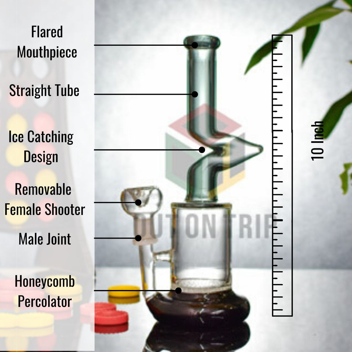 10 Inch Assorted Color Bong with Honeycomb Percolator (Discontinued)