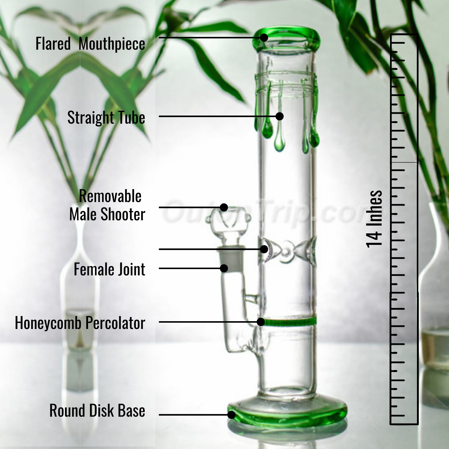 14 Inch Straight Tube Assorted Colors Bong with Ice Catcher and Honeycomb Percolator (Discontinued)