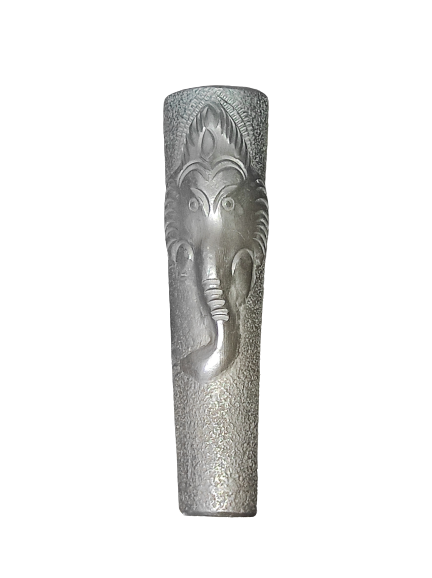 Handmade 4 Inch Ganesha Black Clay Chillum